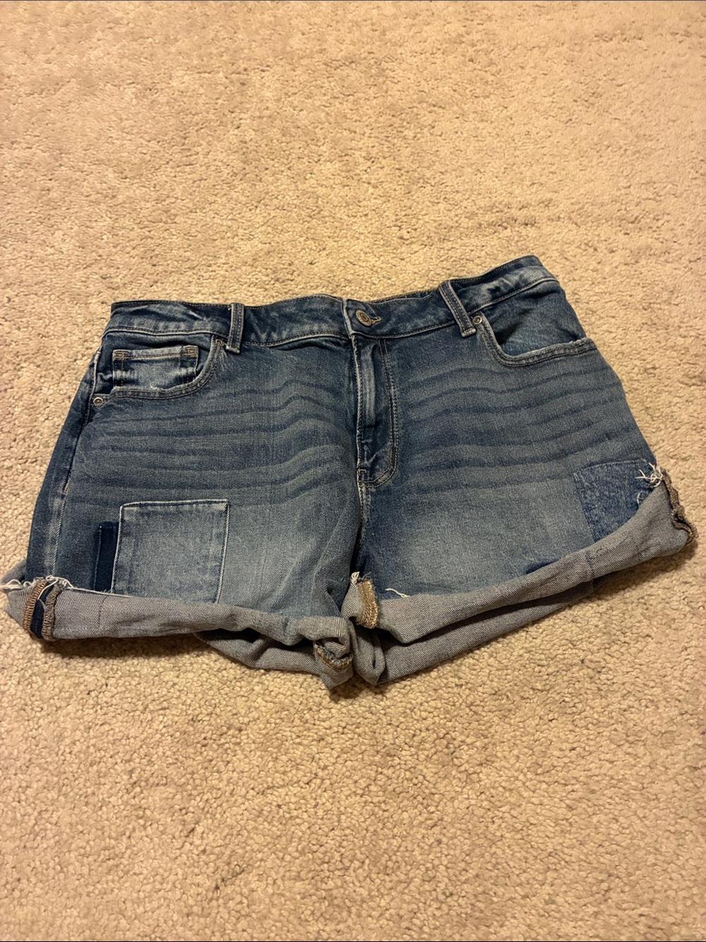 Denim Rolled Hem Women’s Shorts - Blue